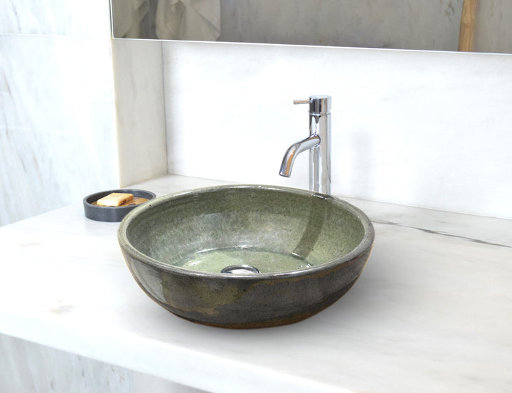 lavatorio de pousar em ceramica verde